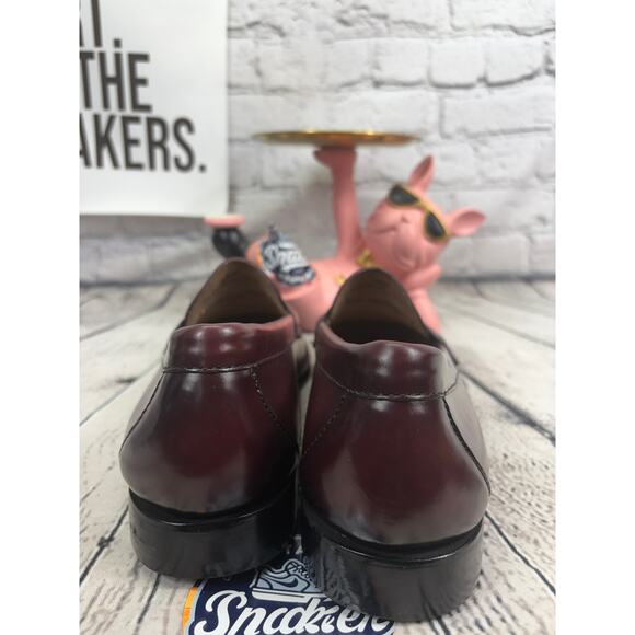 GH Bass Weejuns Penny Loafers Mens 11 Leavitt Flat Strap Burgundy Leather NEW - Picture 5 of 9